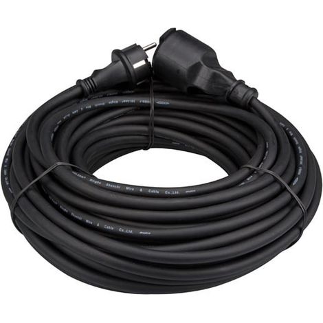 PEREL - Cable alargador de goma EC25R15, 3G1,5, 25 m de longitud, color negro 176619