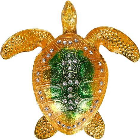 Boîte à charnière en forme de tortue marine, figurine de collection, modèle décoratif pour bijoux, bagues et boucles d'oreilles. (1/5)