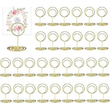Portacarte da tavolo rotondi in metallo dorato – Set di 30 portacarte per foto o biglietti, design elegante e stabile