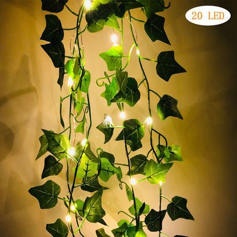 Guirlande vigne artificielle – 2m 20LED – feuilles érable/lierre – veilleuse féerique – 1 paquet (1/5)
