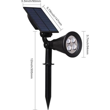 Lampe Solaire Extérieur, Solaire Projecteur, Extérieur sans Fil Etanche IP65 Lampe Jardin avec Panneau Solaire 180° Réglable Spot Solaire Extérieur pour Cour, Extérieur, Chemin, Allé. (Vert) (1/3)