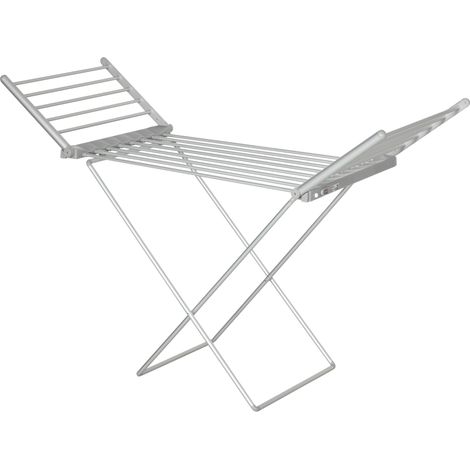 Stendino elettrico riscaldato ali pieghevoli salvaspazio lega alluminio 144x53x91cm argento (1/5)