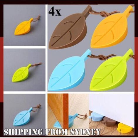 Lot de 4 butées de porte en caoutchouc silicone, en forme de feuilles, pour enfants, empêchant les portes de se plier. (1/5)