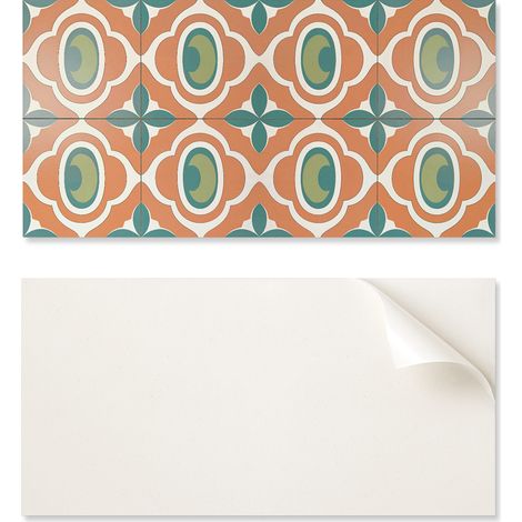 Azulejos autoadhesivos de PVC para pared, dise帽o de mosaico con motivo vegetal, 10x40x20 cm.