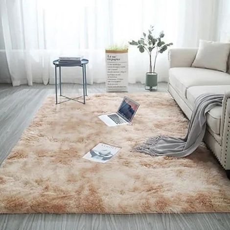 Tapis de Salon Shaggy - Peluche - Beige - 160x230 cm - Uni - Synthétique-Ywey (1/3)