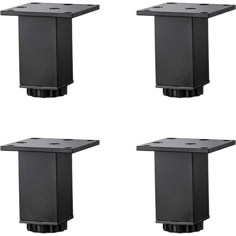 4 Pieds Aluminium 8cm Réglables Noir (1/4)