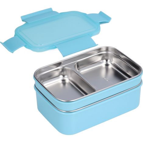 Elektrische Lunchbox aus Edelstahl 304, doppelwandig isoliert, mit Fach für Büro, Schule und Reisen, Blau (1/5)