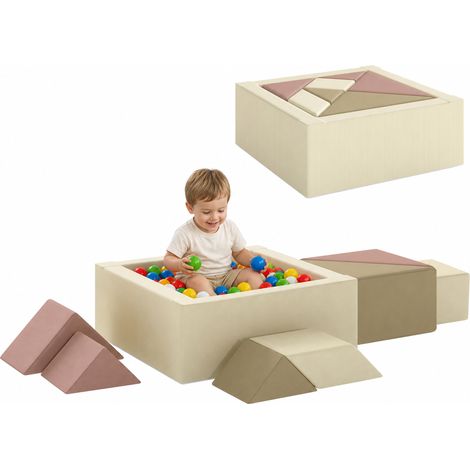 Parcours motricité bébé - AIYAPLAY - piscine à balles - 9 pièces - housse en velours côtelé - 80 x 80 x 30 cm - multicolore