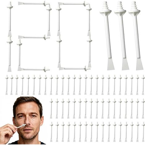 120 Pièces Bâtonnets de Cire Nasale, Applicateurs de Cire Nasale, Applicateur Double Embout, Unisexe (1/5)