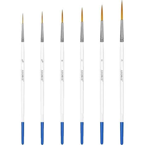 Set di 6 pennelli con punte finissime e manici ergonomici. (1/2)