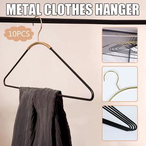 10 pcs Cintres en métal de costume antidérapant, supports peu encombrants, cintre de robe de placard durable anti-déformation (1/4)