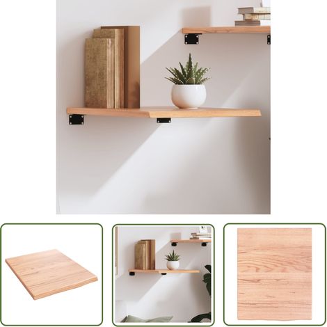 The Living Store Wandregal Hellbraun 40x50x2 cm Massivholz Eiche Behandelt - Wandregal - Eichendielen - Holzmöbel - Rustikal - Deko Regal (1/5)