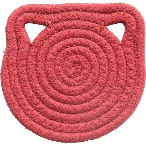 Sets de table mignons en tricot à motifs d'oreilles de chat, antidérapants, résistants à la chaleur et compatibles avec les tables à manger. (1/5)