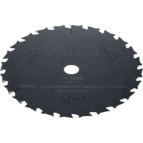 Flex Standard Kreissägeblatt mit Wechselzahn D190x1,6/1,0x20 HW Z=24/+17° WZ/DZ