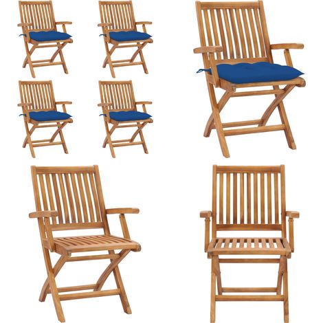 Klappbare Gartenstühle mit Kissen 4 Stk. Massivholz Teak - Gartenstuhl - Gartenstühle - Home & Living (1/5)
