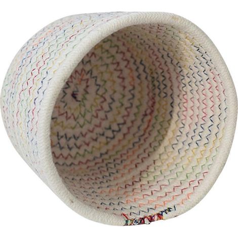 Panier de rangement en corde de coton tressée, compatible avec les jouets et les collations, petit panier de rangement blanc (1/5)