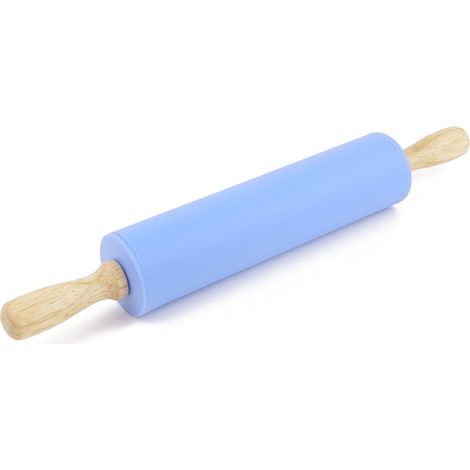 Rouleau à pâtisserie Coque en Silicone antiadhésif Surface Manche en Bois, (1/5)