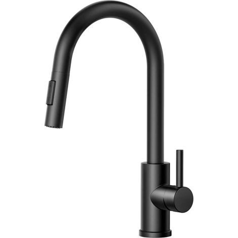 Robinet Cuisine Noir, Mitigeur Cuisine Douchette Evier Cuisine Pivotant à 360° d'Évier à Arc Élevé Pulvérisateur Escamotable 2 Modes (1/4)