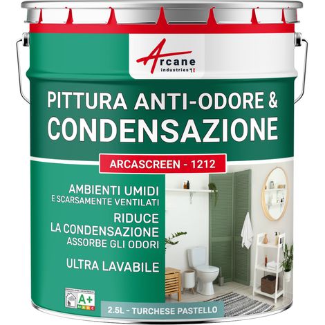 Pittura Termica Anticondensa e Antimuffa per Pareti Umide : ARCASCREEN - 1212 - 2,5 L Turchese Pastello - RAL 6034 - ARCANE INDUSTRIES