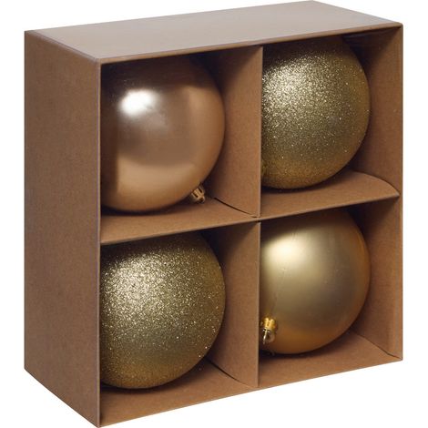 Déco de sapin Lot de 4 Boules de Noël GM D 10 cm - Or - Feeric Christmas (1/4)