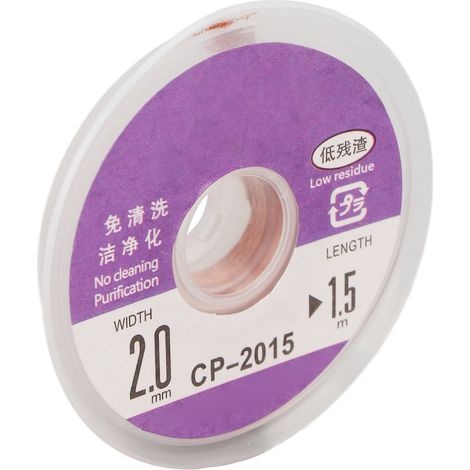 Déssoudage sans résidu, ruban de dessoudage CP-2015, fil décapant propre, faible résidu, sans nettoyage, 2mm, 15g (1/5)
