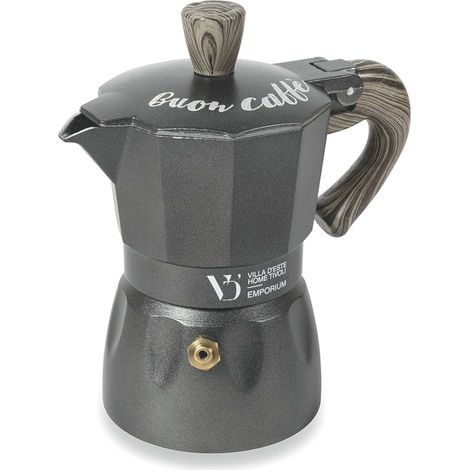 BUON CAFFÈ CAFFETTIERA ANTRACITE MANICO LEGNO 1TA (1/5)