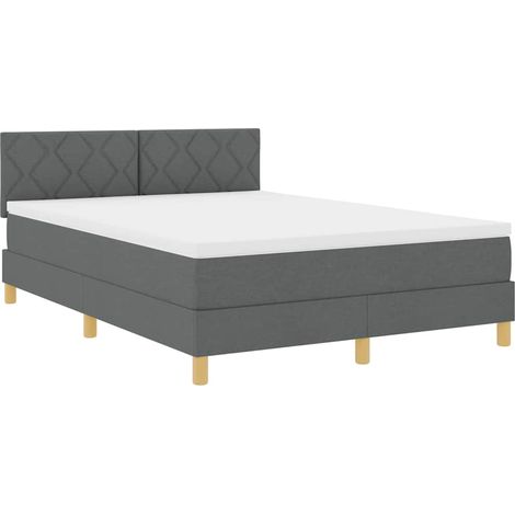 Maison Exclusive - LED Boxspringbett mit Kopfteil Dunkelgrau 140 (1/5)