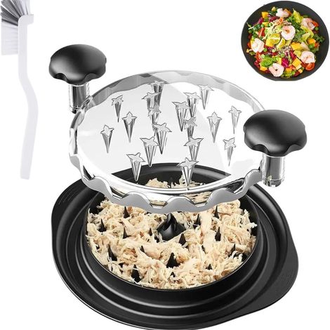 1 Broyeur De Viande,Couvercle Transparent,Poignée Ergonomique,Base Antidérapante,Pour Poulet Porc Bœuf