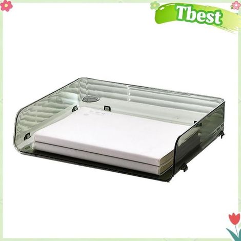 Boîte de rangement A4 empilable - TBEST - 32,5x25x7,5 cm - Vert - Plastique - Transparente et empilable (1/5)