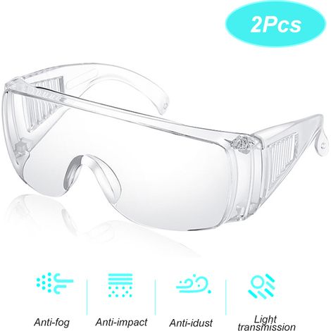 Lot de 2 lunettes de protection transparentes anti-poussière et anti-sable pour le travail, conçues pour stopper la salive. (1/5)