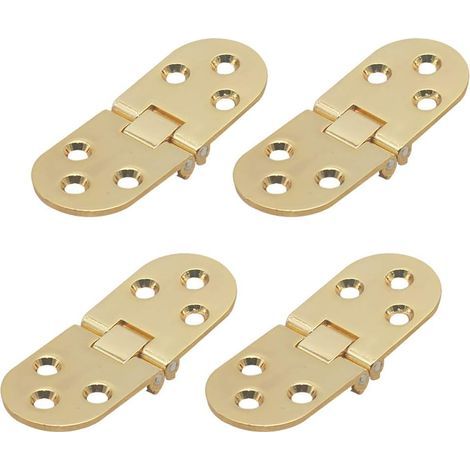 4Pcs Folding Table Hinges, Flat Foldable Cabinet Door Hinges, Zinc Metal Round Edge Sewing Machine Folding Table Furniture Flip Shelf Hinge, for Furniture Cabinet (Gold) (1/5)