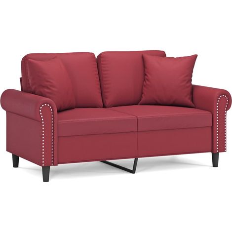 Maison Exclusive - Divano a 2 Posti con Cuscini Rosso Vino 120 cm in Similpelle