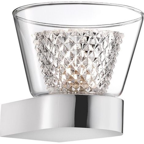 Merano Elizabeth Applique Murale Chrome Aluminium Verre Clair Ampoule G9 Incluse