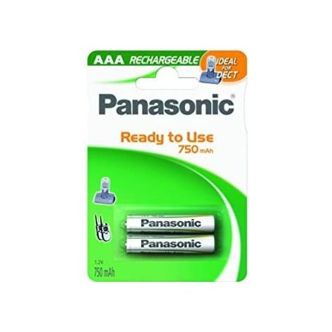 Blíster 2 Pilas Recargables para Teléfonos Inalámbricos 1,5V AAA PANASONIC HHR-4MVE/2BD 1.2 V (1/6)