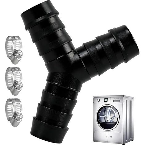 2 Way Y Splitter for Pipes, Dishwasher and Washing Machine Connection Accessory with Three Clamps, Heat and Chemical Resistant (1/5)