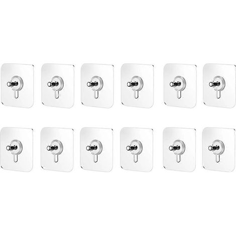 Lot de 12 crochets adhésifs sans perçage, supports de tableaux améliorés sans clous, fixations murales sans clous pour cuisine et salle de bain (1/5)