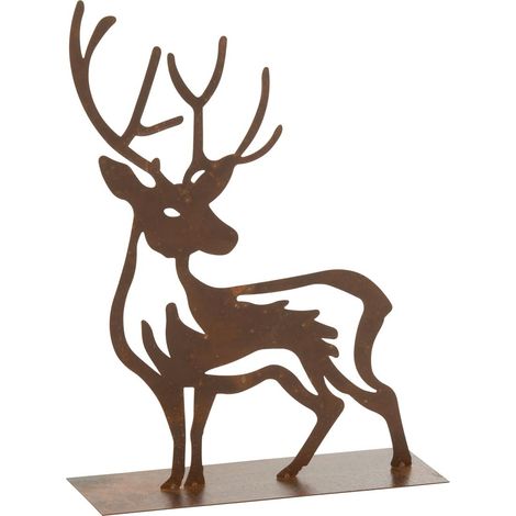 Renne Déco en Métal "Chalet" 54cm Rouille