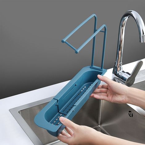 Scolapiatti estensibile a doppio strato per rubinetto del lavello, di grande capacità, ideale per la cucina. (1/5)