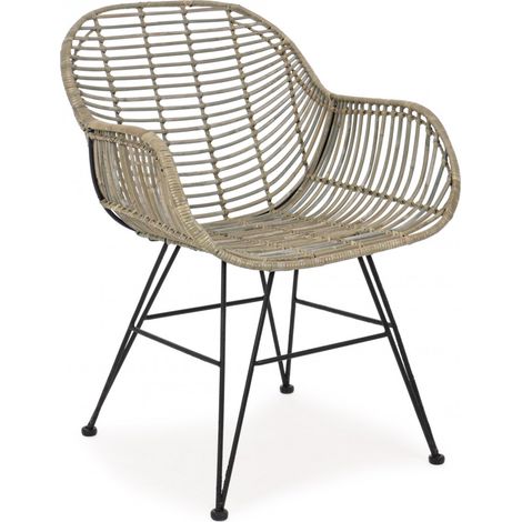 Chaise Raquel avec accoudoirs en fibres naturelles (1/5)