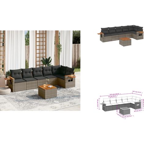 Salon de jardin avec coussins 7 pcs gris résine tressée - Salon De Jardin - Canapé Extérieur - Mobilier De Jardin - Set Salon De Jardin - Résine Tressée (1/3)