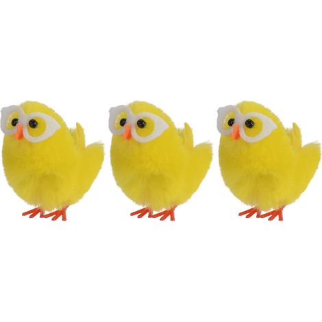 Decoris® Oster Küken Gelb mit weißer Brille 4 cm im 3er Pack - Chenille (1/2)