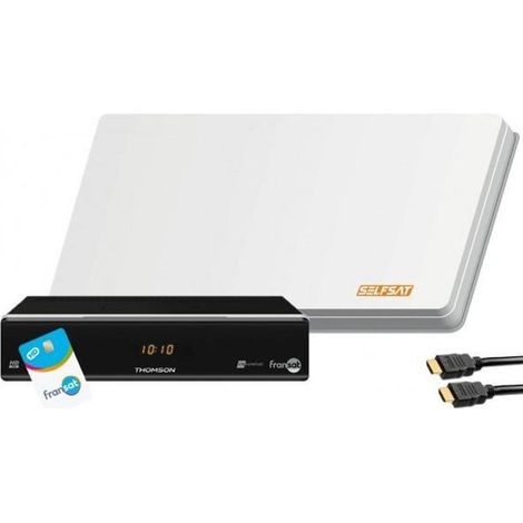 Kit Parabole Plate - SELFSAT - H30D - Récepteur THOMSON THS 805 HD - Carte FRANSAT - HDMI inclus