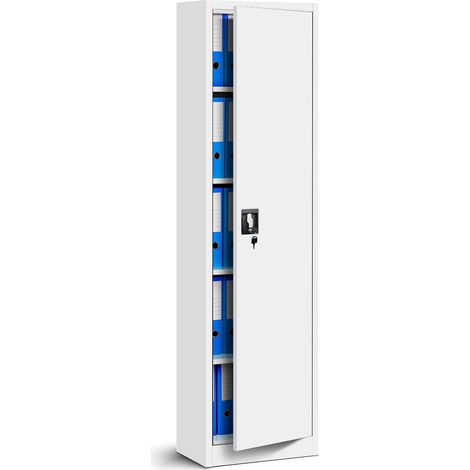 Armoire étroite en métal, colonne avec étagères ALEX, 450 x 1850 x 400 mm, blanc (1/4)