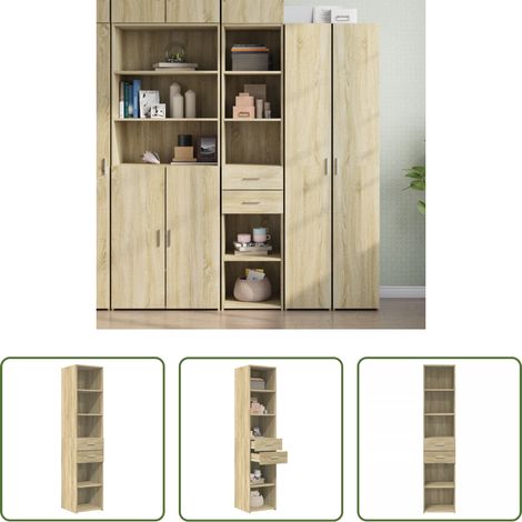 Hochbeistellschrank - Highboard Sonoma-Eiche 40x42,5x185 cm Holzwerkstoff (1/5)