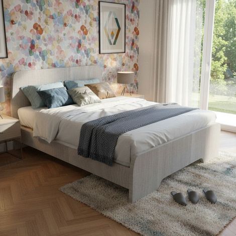 Letto matrimoniale 160x200 con testata sagomata - Dormiose - Rovere rock