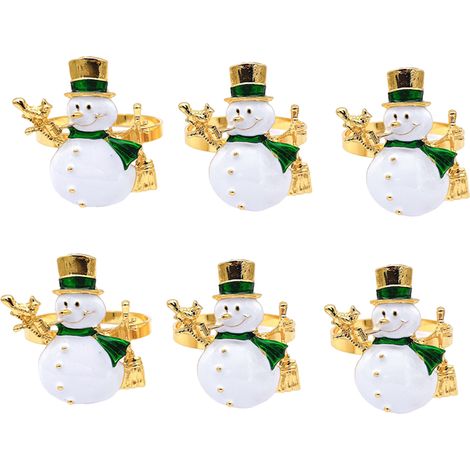 de 6 ronds de serviette de Noël en métal motif bonhomme de