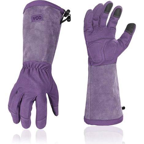 Gardening Gloves for Women Pruning Gauntlet Long Sleeve Anti-Thorn Puncture Protection Long Forearm Touch Screen (SL6592,Purple,8/M,1Pair) (1/5)