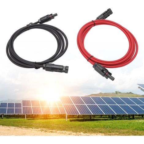 Câble d'extension pour panneau solaire photovoltaïque noir et rouge avec connecteurs mâle et femelle, 2 m (1/5)