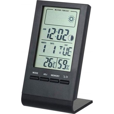 Thermomètre d'intérieur Hygromètre, Thermomètre Hygromètre Numérique LCD Haute Précision, Thermomètre de Bureau Précis, Thermomètre Hygromètre Numérique pour la Maison (Noir) (1/5)