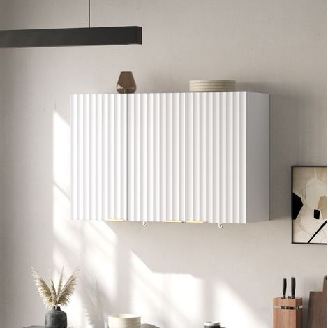 Armario de cocina de pared 3 puertas 90 x 29 x 60 cm MDF blanco HAVRYA (1/5)